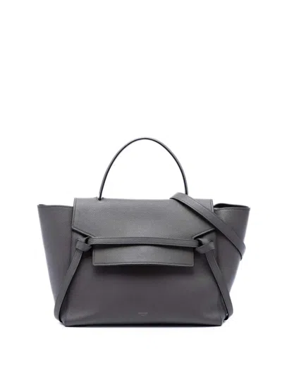 Pre-owned Celine 2017 Mini Leather Belt Bag Satchel In Gray
