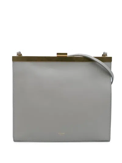 Pre-owned Celine 2017 Mini Leather Clasp Crossbody Bag In Gray
