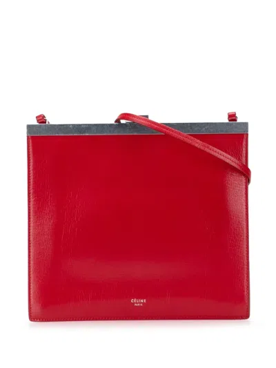 Pre-owned Celine 2017 Mini Leather Clasp Crossbody Bag In Red