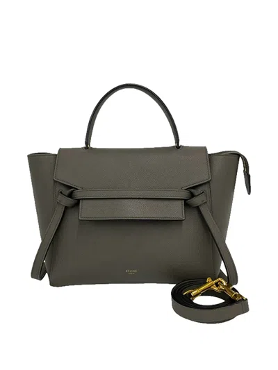 Pre-owned Celine 2017 Nano Grained Calfskin Belt Bag Satchel In Grey