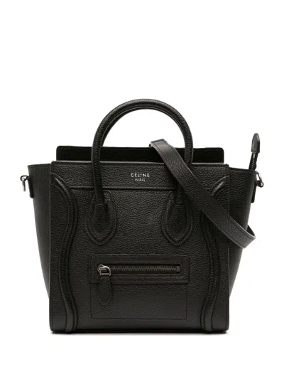 Pre-owned Celine 2017 Nano Leather Luggage Tote Satchel In Black