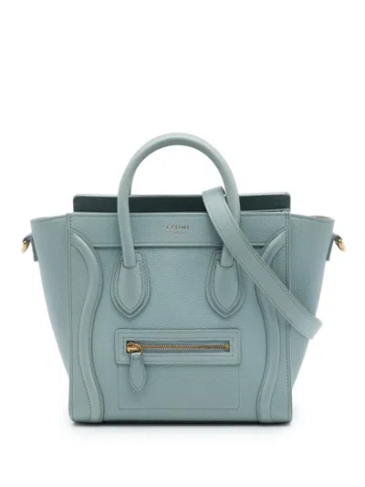 Pre-owned Celine 2017 Nano Leather Luggage Tote Satchel In Blue
