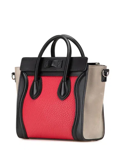 Pre-owned Celine 2017 Nano Tricolor Nubuck And Calfskin Luggage Tote Satchel