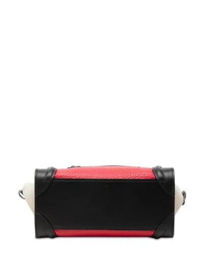 Pre-owned Celine 2017 Nano Tricolor Nubuck And Calfskin Luggage Tote Satchel In Multicolour