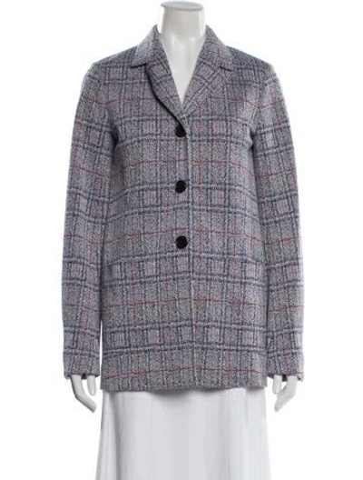 Pre-owned Celine 2017 Plaid Print Blazer In Gray