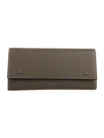 Pre-owned Celine 2017 Signature Logo Wallet In Neutral