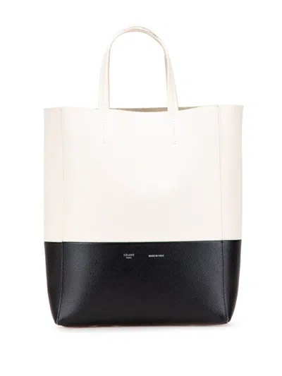 Pre-owned Celine 2017 Small Bicolor Leather Vertical Cabas Tote Bag In White