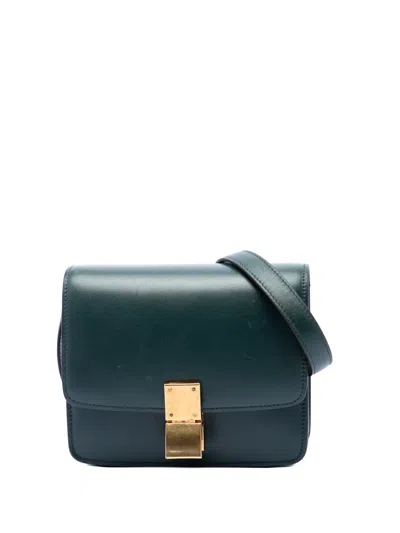 Pre-owned Celine 2017 Small Calfskin Classic Box Crossbody Bag In Green