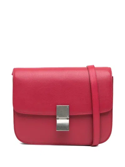 Pre-owned Celine 2017 Small Calfskin Classic Box Crossbody Bag In Red