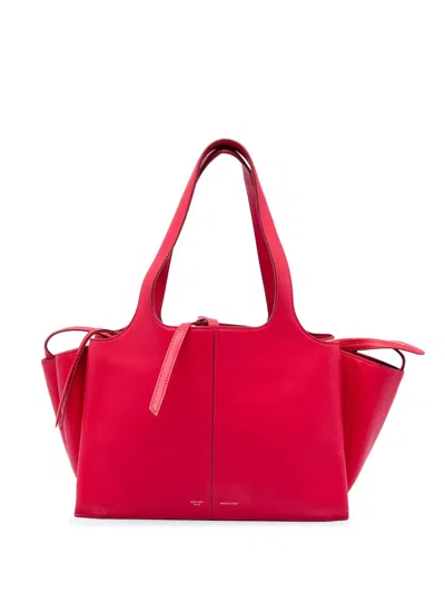 Pre-owned Celine 2017 Small Leather Trifold Tote Bag In Red
