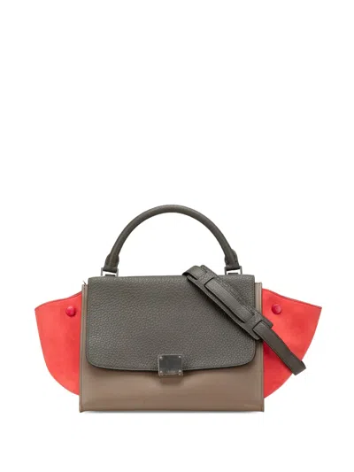Pre-owned Celine 2017 Small Tricolor Leather Trapeze Satchel