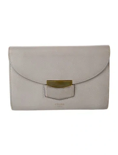 Pre-owned Celine 2017 Trotteur Clutch Leather Clutch In Grey