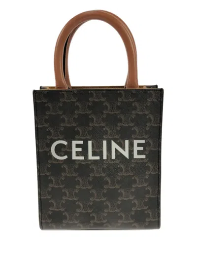 Pre-owned Celine 2018-2023 Mini Triomphe Vertical Cabas Satchel In Brown