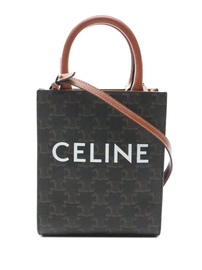 Pre-owned Celine 2018-2024 Mini Triomphe Coated Canvas Vertical Cabas Satchel