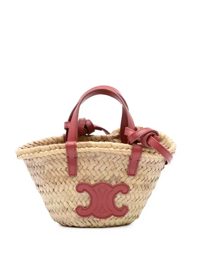 Pre-owned Celine 2018-2024 Teen Triomphe Raffia Classic Panier Satchel