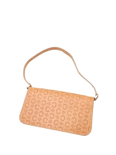 Pre-owned Celine 2018-2025 C Macadam Leather Pochette Shoulder Bag In Brown