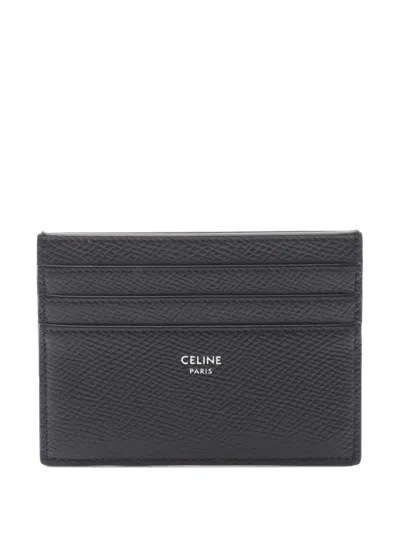 Pre-owned Celine 2018-2025 Large Grained Calfskin Card Holder In Black