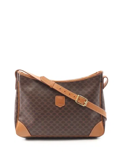 Pre-owned Celine 2018-2025 Macadam Coated Canvas Crossbody Bag In Brown