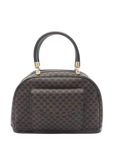 Pre-owned Celine 2018-2025 Macadam Coated Canvas Handbag In Brown