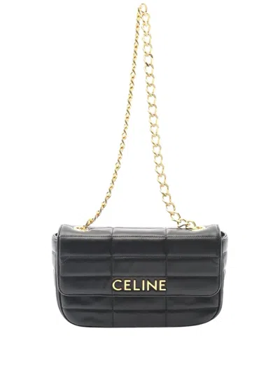 Pre-owned Celine 2018-2025 Matelasse Goatskin Monochrome Chain Shoulder Bag In Black