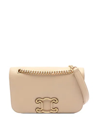Pre-owned Celine 2018-2025 Medium Leather Triomphe Frame Crossbody Bag