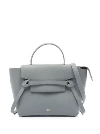 Pre-owned Celine 2018-2025 Micro Grained Calfskin Belt Bag Satchel In Blue