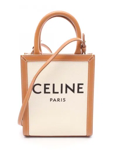 Pre-owned Celine 2018-2025 Mini Canvas Vertical Cabas Tote Satchel In Brown