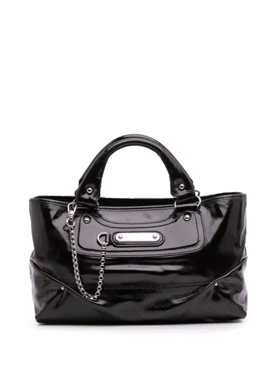 Pre-owned Celine 2018-2025 Patent Boogie Handbag In Black