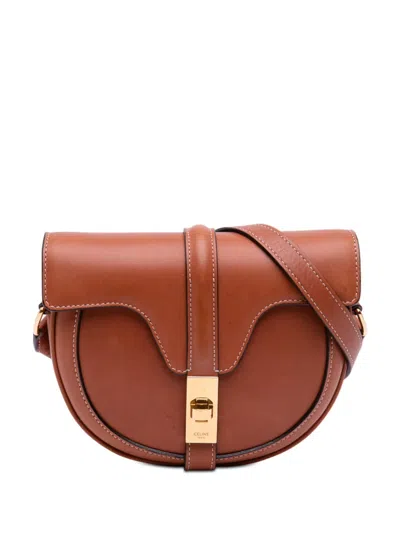 Pre-owned Celine 2018-2025 Small Calfskin Besace 16 Crossbody Bag In Brown