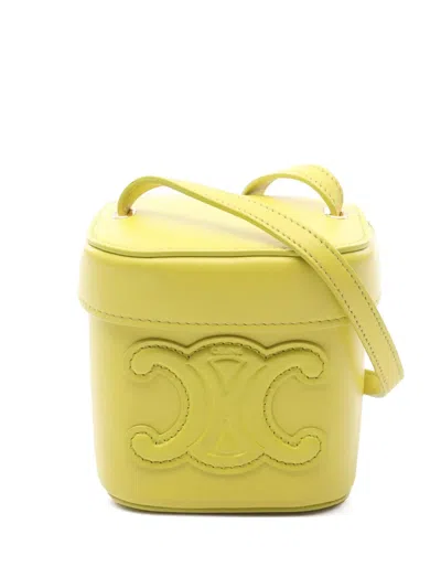 Pre-owned Celine 2018-2025 Small Calfskin Cuir Triomphe Box Bag Crossbody Bag In Yellow