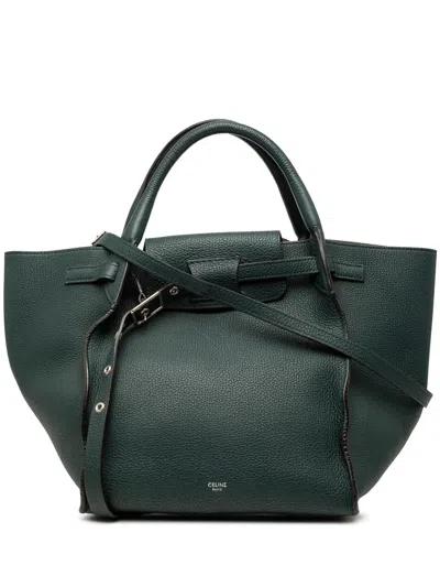 Pre-owned Celine 2018-2025 Small Grained Calfskin Big Bag Satchel In Green