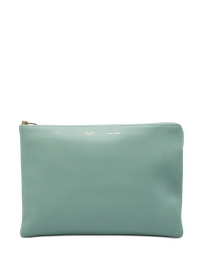 Pre-owned Celine 2018 Lambskin Solo Clutch Bag In Green