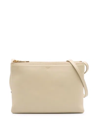 Pre-owned Celine 2018 Large Lambskin Trio Crossbody Bag In Brown