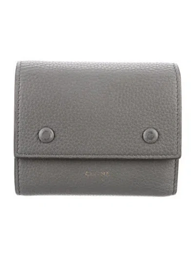 Pre-owned Celine 2018 Leather Compact Wallet In Gray