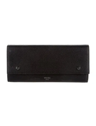 Pre-owned Celine 2018 Leather Continental Wallet In Black