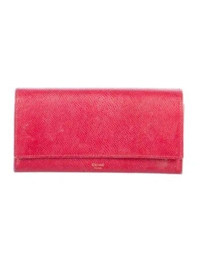 Pre-owned Celine 2018 Leather Continental Wallet In Red