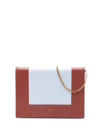 Pre-owned Celine 2018 Leather Frame Wallet On Chain Crossbody Bag In Brown