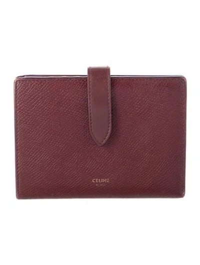 Pre-owned Celine 2018 Leather French Purse In Burgundy