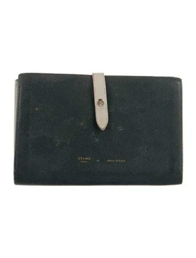 Pre-owned Celine 2018 Leather French Purse In Green