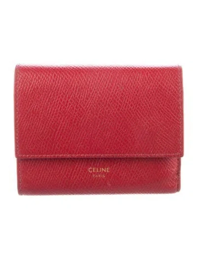 Pre-owned Celine 2018 Leather Wallet In Red
