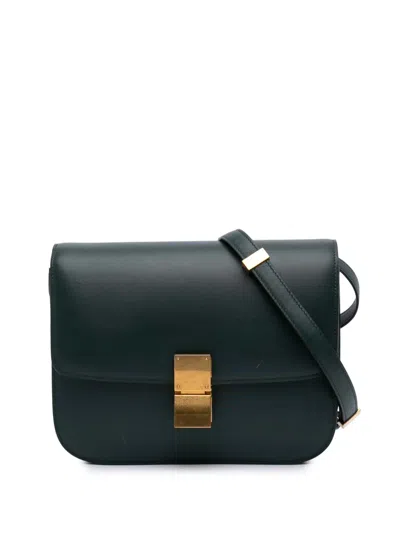 Pre-owned Celine 2018 Medium Calfskin Classic Box Crossbody Bag In Green