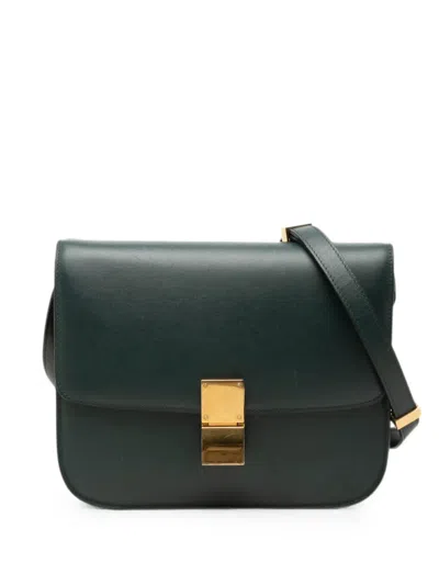 Pre-owned Celine 2018 Medium Calfskin Classic Box Crossbody Bag In Green