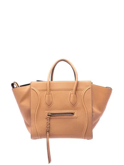 Pre-owned Celine 2018 Medium Leather Phantom Luggage Tote Bag In Brown