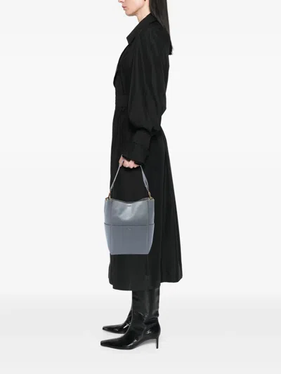 Pre-owned Celine 2018 Medium Leather Seau Sangle Bucket Bag In Gray