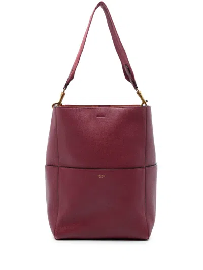 Pre-owned Celine 2018 Medium Leather Seau Sangle Bucket Bag Satchel In Red