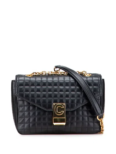 Pre-owned Celine 2018 Medium Quilted Calfskin C Crossbody Bag In Black