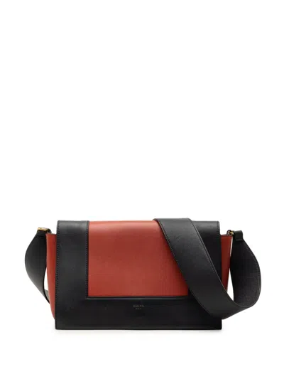 Pre-owned Celine 2018 Medium Shiny Smooth Calfskin Frame Shoulder Bag In Brown