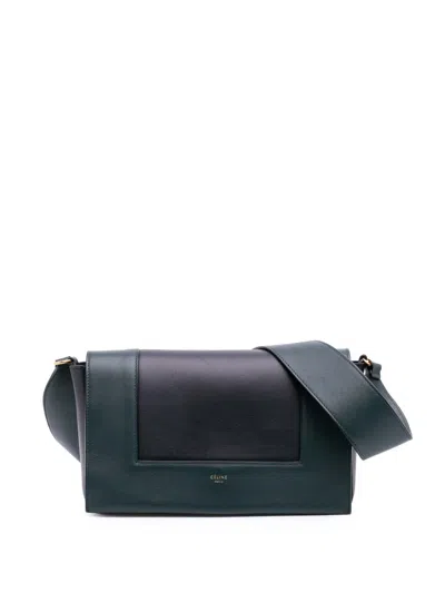 Pre-owned Celine 2018 Medium Shiny Smooth Calfskin Frame Shoulder Bag In Green