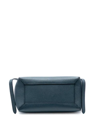 Pre-owned Celine 2018 Micro Grained Calfskin Belt Bag Satchel In Blue