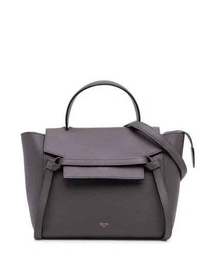 Pre-owned Celine 2018 Micro Grained Calfskin Belt Bag Satchel In Gray